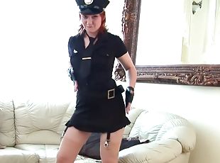 armée, masturbation, ados, bas, solo, police-police, police, uniformes, en-nylon, taquinerie