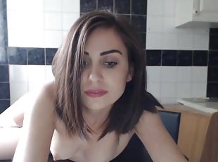 masturbação, amador, natural, webcam, sozinho, morena, puta-whore, provocando