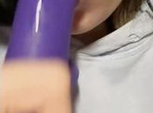 She loves sucking purple cock.