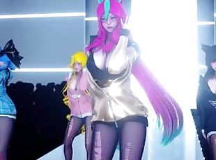 [MMD]BlackPink - Shut Down (Ahri/Xayah/Soraka/Gwen) [Clothed ver.]