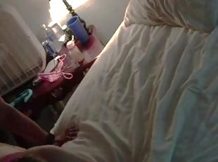 Wife enjoys being bent over side of the bed by young bbc