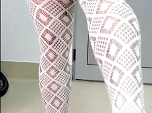 Very sexy white pantyhose masturbation