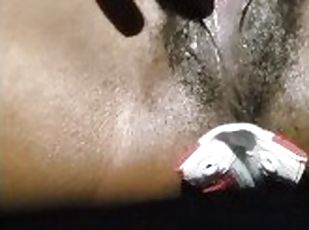 clito, masturbation, amateur, ébène, point-de-vue, solo