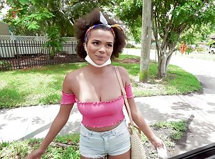 tetas-grandes, coño-pussy, negra-ebony, interracial, hardcore, pareja, coche, follando-fucking, natural, cowgirl