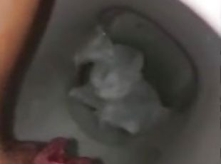 Big pussy lips pissing in the toilet closeup