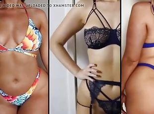 amatör, derleme, kadın-iç-çamaşırı, bikini, kaslı