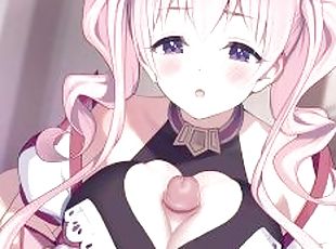 Cute Pink Big Titty hentai girl gives a titjob!