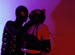 lesbienne, bdsm, lingerie, latex, bâillonnement, bondage, domination