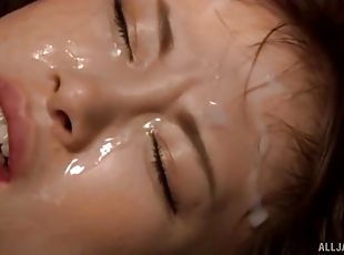 Lovely girl Konishi Yuu makes horny guys cum on her face