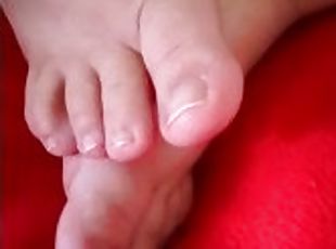 masturbation, femme, amateur, pieds, douce, fétiche, solo