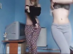 Blonde teens strip on cam