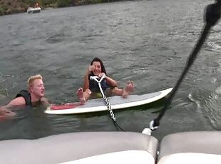 Brunette Bikini Babe Wakeboarding