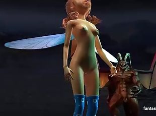 3d big tits teen fucked by flying deamon on tower