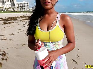 gros-nichons, sport, fellation, ébène, interracial, hardcore, black, couple, plage, naturel