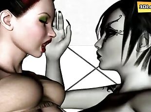 lesbiana, toaleta, 3d, vampir