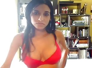 gros-nichons, masturbation, chatte-pussy, jouet, latina, webcam, gode, solo, soutien-gorge, juteuse