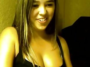 tetas-grandes, masturbación, adolescente, juguete, webcam, consolador, a-solas, sujetador