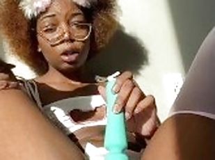 pretty ebony in cosplay loves her vibrator