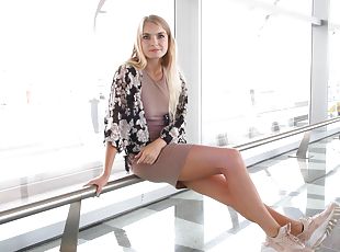 offentlig, amatør, babes, blond, perfekt, alene, virkelig