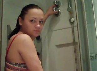 Busty amateur sucking it well