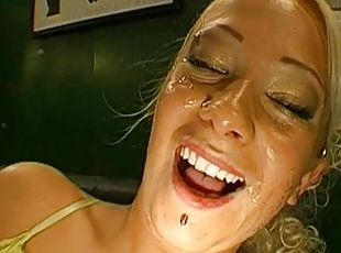 Hot blonde loves to swallow