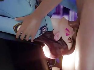 Officer DVa is horny tonight so she gave a choice, ticket or facefuck