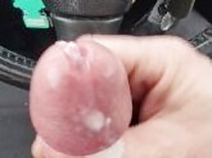 Huge cumshot in my car on break