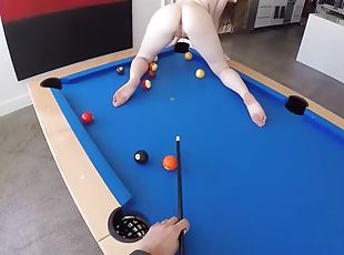 Big cocked dude scores in karlie brooks' teen pussy during playing pool