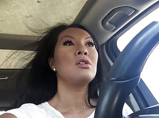 asiatique, voiture, brunette