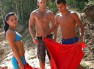 ragazze-giovani, pompini, spiaggia, bikini, brunette, reali