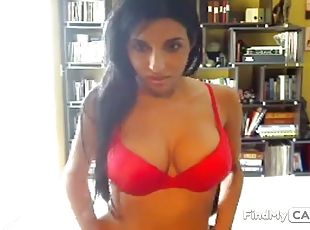 gros-nichons, masturbation, jouet, latina, webcam, solo, soutien-gorge