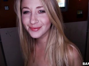 Stunning Blonde Awarding Her Horny Guy A Superb Blowjob