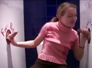 Sweater girl has hot sex at gloryhole