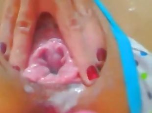 masturbación, coño-pussy, cachonda, webcam, a-solas, afeitada, lengua