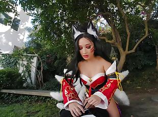 Avery Black as hot fox with nine tails Ahri - League of Legends XXX Parody