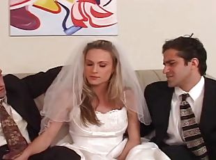 Beautiful bride cuckolds her loser husband on their wedding day