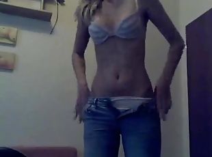 babes, maison, culotte, naturel, webcam, solo, jeans, soutien-gorge