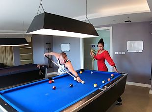 Amateur couple playing pool and have sex