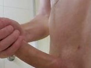 baignade, masturbation, amateur, énorme-bite, branlette, point-de-vue, douche, solo, bisexuels, blanc