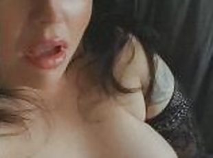 gros-nichons, masturbation, orgasme, giclée, amateur, jouet, belle-femme-ronde, naturel, assez, seins