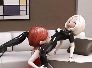 babes, lesbienne, hentai, latex