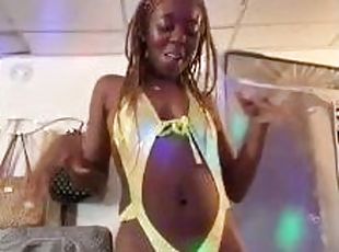 amateur, negra-ebony, casero, negra, bailando, a-solas, leche