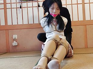 玩具, bdsm, 箝口, ボンデージ, 制服, ブルネット