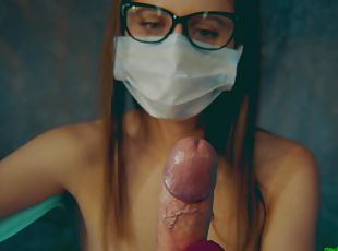 sykepleier, stor-pikk, handjob, pov, latex