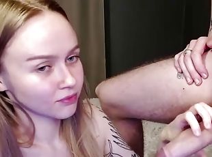 Real blonde amateur giving POV blowjob