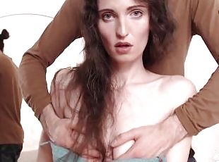 dilettant, babe, junge, franzose, kamera, ziemlich, petite, brunette, kleine-titten