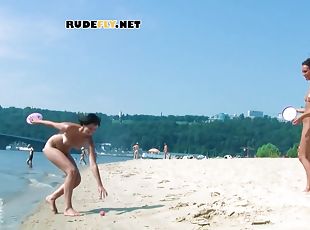 nudisti, allaperto, lesbiche, spiaggia, deliziose, brunette