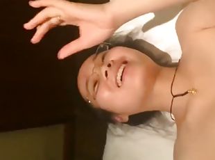 asiatique, lunettes, amateur, milf, hardcore