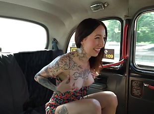 Tattooed passenger Esluna gives head before riding his hard dick