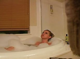 Hot chick Amanda Amore takes a bath in reality solo video